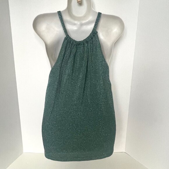 Pinko Valdemoro Lurex Knit Halter Top Green Metallic Sleeveless S - Picture 7 of 12